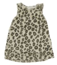 Smetanovo-hnedé vzorované kožušinové podšité šaty Nutmeg