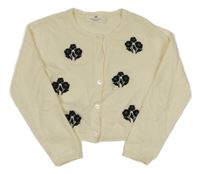 Smotanové svetrové bolerko s květy zn H&M