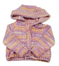 Farebný pruhovaný prepínaci sveter s kapucňou