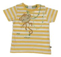 Žlto-biele pruhované tričko s opičkou Bubble Gum