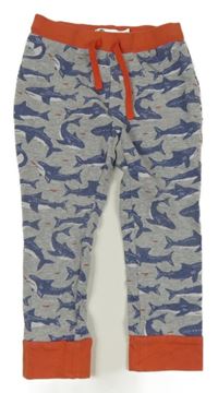 Šedo-červené tepláky se žraloky Baby Boden