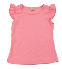 Neonově růžové žebrované tričko s volánky