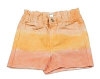 Růžovo-oranžové tónované riflové kraťasy Kiabi 