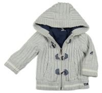 Šedý žebrovaný propínací podšitý svetr s kapucí Timberland