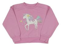 Ružová oversize mikina s jednorožcom Primark