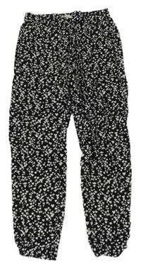 Čierne srdiečkované ľahké háremové nohavice H&M