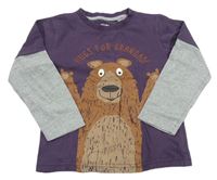 Lilkovo-sivé melírované tričko s medvěďom a nápisom M&Co