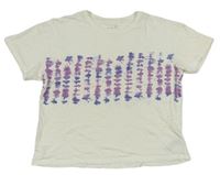 Smotanové melírované tričko s fialovo-modrým batikovaným vzorom zn. Next