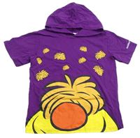Purpurové tričko s obrázkem a kapucí 