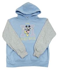 Světlemodro-šedá mikina s Mickey a kapsou a kapucí H&M