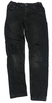 Černé skinny rifle s děravými koleny ZARA