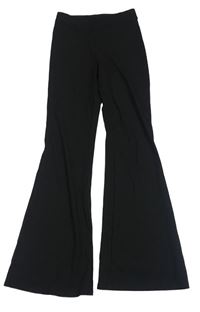 Čierne rebrované flare nohavice H&M