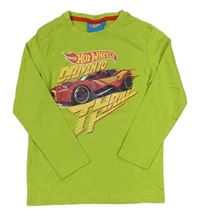 Limetkové tričko s autem - Hot Wheels