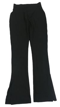 Čierne rebrované flare nohavice New Look