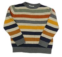 Světlebéžovo-barevno-tmavosivý pruhovaný melírovaný sveter H&M