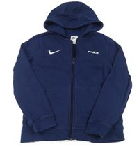 Tmavomodrá propínací mikina s logem a kapucí Nike