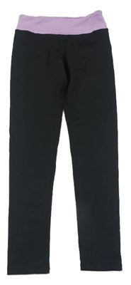 Černo-světlefialové sportovní legíny H&M