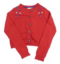 Červený prepínaci crop sveter s kvetmi Kids