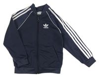 Tmavomodro-bílá propínací sportovní mikina Adidas
