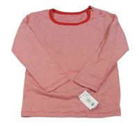 Nové - červeno-biele pruhované vianočné tričko so škriatkom zn. St. Bernard