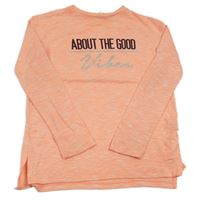 Korálové melírované úpletové mikinotriko s nápismi YD