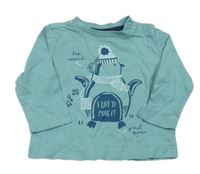 Olivovomodré triko s tučňáčkem C&A