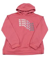 Jahodová mikina s nápismi a kapucňou PRIMARK