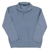 Modrý melírovaný žebrovaný/vzorovaný sveter s golierikom Next