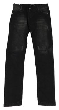 Černé skinny teplákové rifle ošoupaného vzhledu TATI