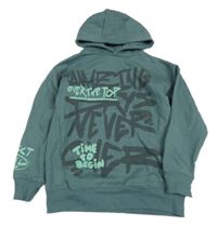 Khakišedá mikina s nápisy a kapucí lefties 