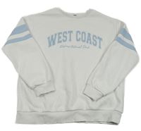 Bílá mikina s nápisy a světlemodrými pruhy New Look