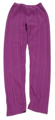 Borůvkové rebrované úpletové nohavice