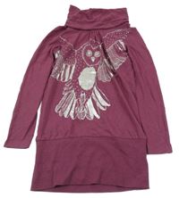 Vínovo-šedá melírovaná tunika se sovičkou YIGGA