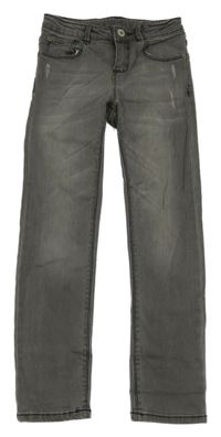 Šedé skinny teplákové rifle ošoupaného vzhledu ZARA