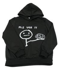 Čierna mikina s obrázkom a kapucňou