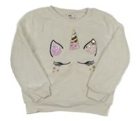Smotanová plyšová mikina s jednorožcom s flitrami C&A