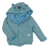 Světlemodrošedý zateplený kabátek s kapucňou s čumáčkem St. Bernard