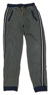 Tmavošedo/tmavomodré vzorované tepláky s pruhy Kids