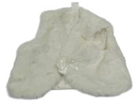 Bílé kožešinové podšité bolérko s mašlou H&M