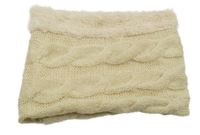 Smetanový vzorovaný pletený zateplený nákrčník 