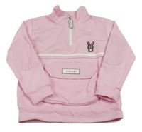Svetloružová mikina so zajačikom a vreckom DINOSKI