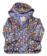 Tmavomodrá vzorovaná květovaná nepromokavá jarní bunda s kapucí PRIMARK