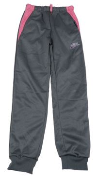 Tmavošedo-růžové thermo tepláky s logem Nike