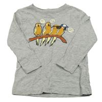 Sivé melírované tričko s papoušky ZEEMAN