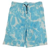 Nové - azurovo-bílé batikované plátěné kraťasy John Lewis