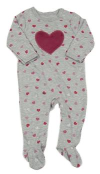 Šedý melírovaný overal se srdíčky