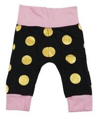 Čierno-ružové turecké tepláky so zlatými bodky