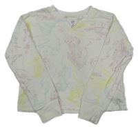 Bielo-farebná batikovaná oversize mikina GAP