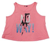 Neónově ružový crop top s nápisom