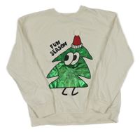 Biela mikina s vánočním stromčekom H&M